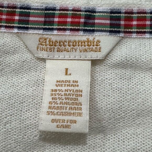 Abercrombie & Fitch Vintage Angora Wool Blend White V-Neck Sweater Girls Large - Picture 2 of 3